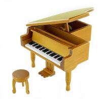 Instruments de musique miniature en bois Instrument de musique miniature en bois : boîte à musique en forme de piano à queue avec tabouret