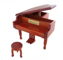 Instruments de musique miniature en bois Instrument de musique miniature en bois : boîte à musique en forme de piano à queue avec tabouret