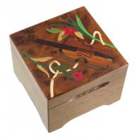 Boîtes à musique traditionnelles fabriquées en France Boîte à musique avec marqueterie traditionnelle : marqueterie violon et fleur