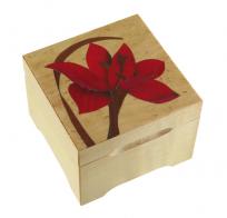 Boîtes à musique traditionnelles fabriquées en France Boîte à musique avec marqueterie traditionnelle : marqueterie lys rouge