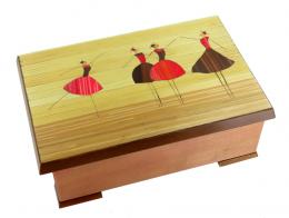 Boîtes à musique traditionnelles fabriquées en France Boîte à musique avec marqueterie en paille de seigle : marqueterie danseuses