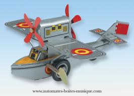 Jouets mécaniques en métal, tôle ou fer blanc non disponibles Jouet mécanique en métal, tôle et fer blanc : jouet mécanique avion gris et rouge