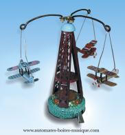 Jouets mécaniques en métal, tôle ou fer blanc non disponibles Jouet mécanique en métal de collection : jouet mécanique manège avec avions
