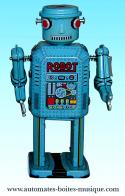 Jouets mécaniques en métal, tôle ou fer blanc non disponibles Jouet mécanique en métal, tôle et fer blanc : jouet mécanique robot bleu