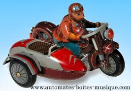 Jouets mécaniques en métal, tôle ou fer blanc non disponibles Jouet mécanique en métal, tôle et fer blanc : jouet mécanique personnage sur sidecar