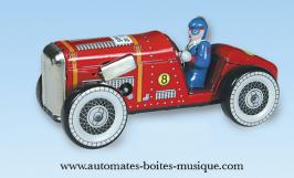 Jouets mécaniques en métal, tôle ou fer blanc non disponibles Jouet mécanique en métal, tôle et fer blanc : jouet mécanique voiture avec pilote