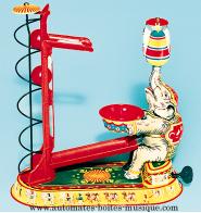 Jouets mécaniques en métal, tôle ou fer blanc non disponibles Jouet mécanique en métal, tôle et fer blanc : jouet mécanique éléphant jongleur