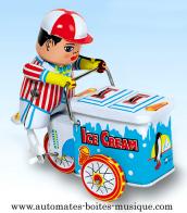 Jouets mécaniques en métal, tôle ou fer blanc non disponibles Jouet mécanique en métal, tôle et fer blanc : jouet mécanique vendeur de glaces
