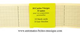 Accesoires petit componium Lot de 10 cartes vierges pour petit componium Chromatique de 33 notes