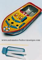 Jouets en métal, tôle ou fer blanc: bâteaux pop-pop Bateau pop-pop en métal, tôle et fer blanc : jouet bateau pop-pop en métal agraphé