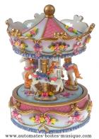 Carrousels musicaux miniatures en résine Carrousel musical miniature : carrousel musical bleu Réf : 14136