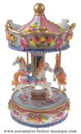Carrousels musicaux miniatures en résine Carrousel musical miniature : carrousel musical bleu Réf : 14145