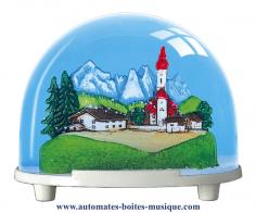 Boules à neige classiques non musicales fabriquées en Allemagne Boule à neige classique non musicale allemande : boule à neige en plastique avec village