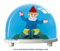 Boules à neige classiques non musicales fabriquées en Allemagne Boule à neige classique non musicale allemande : boule à neige en plastique avec pantin