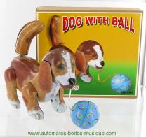 Jouets mécaniques en métal, tôle ou fer blanc non disponibles Jouet mécanique en métal, tôle et fer blanc : jouet mécanique chien à la balle