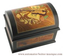 Boîtes à bagues musicales en bois naturel Boîte à bagues musicale en bois naturel : boîte à bagues avec marqueterie instruments de musique