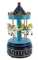 Carrousels musicaux miniatures en bois Carrousel musical miniature en bois : carrousel musical miniature bleu grande taille