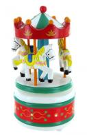 Carrousels musicaux miniatures en bois Carrousel musical miniature en bois : carrousel musical miniature blanc et rouge de petite taille