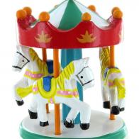 Carrousels musicaux miniatures en bois Carrousel musical miniature en bois : carrousel musical miniature blanc et rouge de petite taille