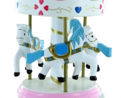 Carrousels musicaux miniatures en bois Carrousel musical miniature en bois : carrousel musical miniature blanc de taille moyenne