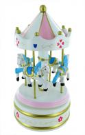 Carrousels musicaux miniatures en bois Carrousel musical miniature en bois : carrousel musical miniature blanc de grande taille