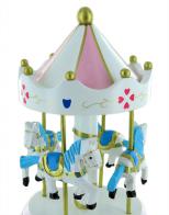 Carrousels musicaux miniatures en bois Carrousel musical miniature en bois : carrousel musical miniature blanc de grande taille