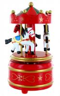 Carrousels musicaux miniatures en bois Carrousel musical miniature en bois : carrousel musical miniature vert et rouge de petite taille