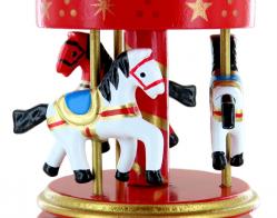 Carrousels musicaux miniatures en bois Carrousel musical miniature en bois : carrousel musical miniature vert et rouge de petite taille