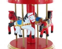Carrousels musicaux miniatures en bois Carrousel musical miniature en bois : carrousel musical miniature vert et rouge de grande taille