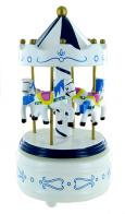 Carrousels musicaux miniatures en bois Carrousel musical miniature en bois : carrousel musical miniature bleu et blanc de grande taille