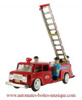 Jouets mécaniques en métal, tôle ou fer blanc non disponibles Jouet mécanique en métal, tôle et fer blanc agrafé : jouet mécanique "Camion des pompiers"