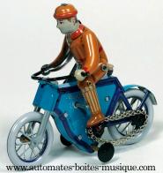 Jouets mécaniques en métal, tôle ou fer blanc non disponibles Jouet mécanique en métal de collection : jouet mécanique motard