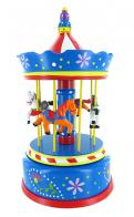 Carrousels musicaux miniatures en bois Carrousel musical miniature en bois : carrousel musical miniature bleu/rouge