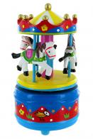 Carrousels musicaux miniatures en bois Carrousel musical miniature en bois : carrousel musical miniature rouge/jaune