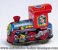 Jouets mécaniques en métal, tôle ou fer blanc Jouet mécanique en métal de collection : jouet mécanique locomotive