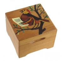 Boîtes à musique traditionnelles fabriquées en France Boîte à musique avec marqueterie traditionnelle : boîte à musique avec marqueterie "Oiseau chanteur"