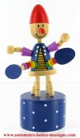 Jouets en bois avec articulation par pression Jouet en bois articulé : jouet en bois clown au chapeau rouge articulé