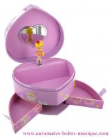 Boîtes à bijoux musicales avec princesse Boîte à bijoux musicale Trousselier avec petite princesse : boîte à bijoux Trousselier en forme de coeur