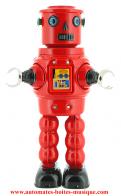 Jouets mécaniques en métal, tôle ou fer blanc non disponibles Robot mécanique en métal, tôle et fer blanc : robot mécanique en métal "Robot Robby rouge"