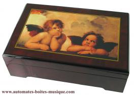 Boîtes à bijoux musicales avec photo Boîte à bijoux musicale sans ballerine : boîte à bijoux musicale avec deux anges d'un tableau de Raphaël