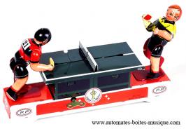 Jouets mécaniques en métal, tôle ou fer blanc Jouet mécanique en métal de collection : jouet mécanique table de ping - pong