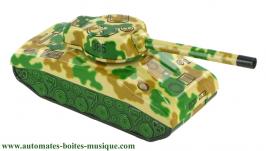 Jouets mécaniques en métal, tôle ou fer blanc Jouet mécanique en métal, tôle et fer blanc agrafé : jouet mécanique "Tank camouflage"