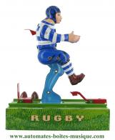 Jouets mécaniques en métal, tôle ou fer blanc Jouet mécanique en métal, tôle et fer blanc agrafé : jouet mécanique "Joueur de rugby"