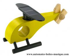 Jouets hélicoptères solaires en bois Jouet mécanique en bois : jouet hélicoptère solaire en bois de couleur jaune