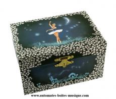 Boîtes à bijoux musicales avec ballerines Boîte à bijoux musicale en bois : boîte à bijoux avec ballerine "Le beau Danube bleu"