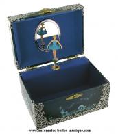 Boîtes à bijoux musicales avec ballerines Boîte à bijoux musicale en bois : boîte à bijoux avec ballerine "Le beau Danube bleu"