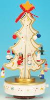 Boîtes à musique sapins de Noël Boîte à musique sapin de Noël en bois : boîte à musique sapin de Noël blanc