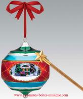 Boîtes à musique animées de Noël Boule musicale magique Mr Christmas pour sapin de Noël : boule musicale Mr Christmas avec train de Noël
