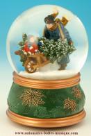 Boules à neige musicales de Noël disponibles sur commande (nous contacter) Boule à neige musicale de Noël : boule à neige "Sapin de Noël dans la brouette"