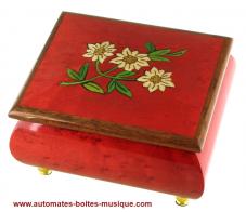 Petites boîtes à musique en bois Petite boîte à musique traditionnelle de 18 lames : boîte à musique avec marqueterie edelweiss